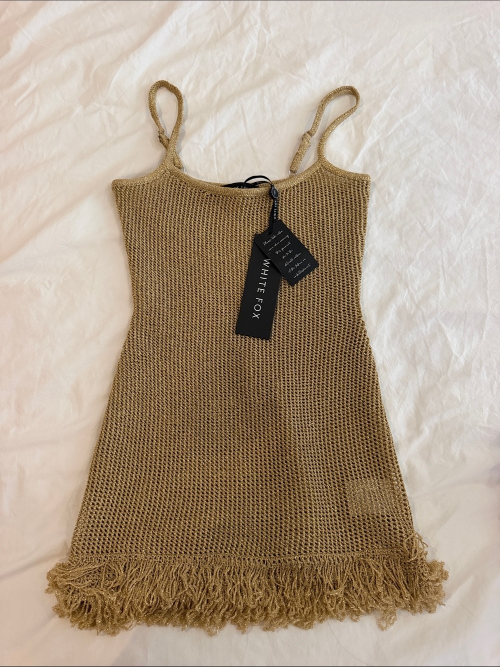 Keeping Me Awake Knit Mini Dress Gold White Fox
